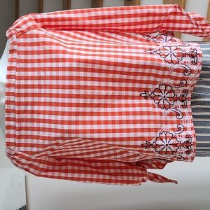 Orange/ White plaid off the shoulder top